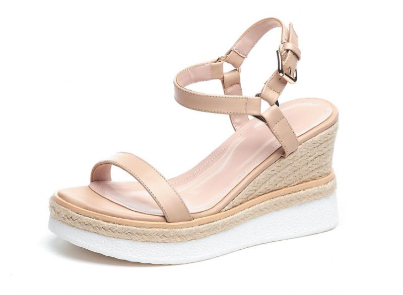 Tango Sandal I Läder Med Kil För Kvinnor - Aprikos