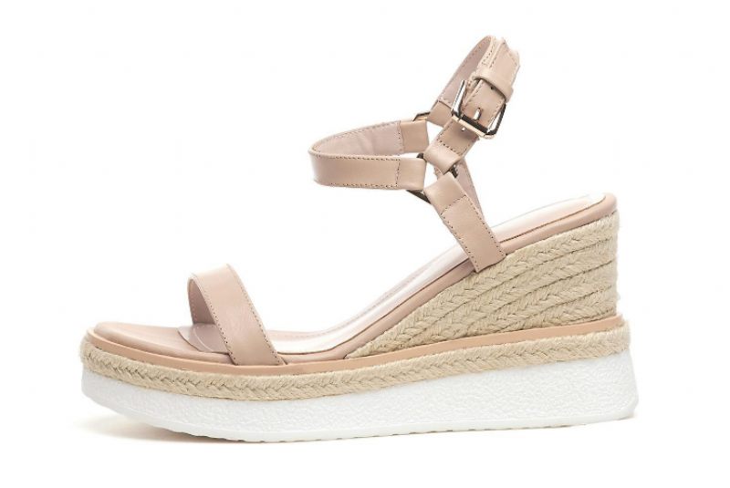 Tango Sandal I Läder Med Kil För Kvinnor - Aprikos