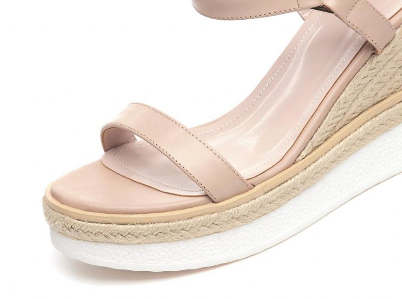 Tango Sandal I Läder Med Kil För Kvinnor - Aprikos