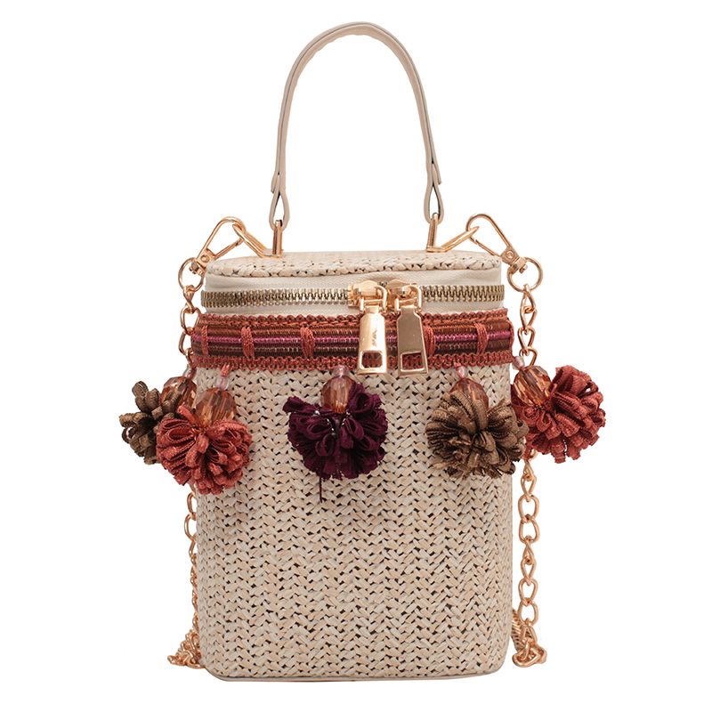 Tintin Mini Woven Summer Shoulder Handväska För Kvinnor - Vit
