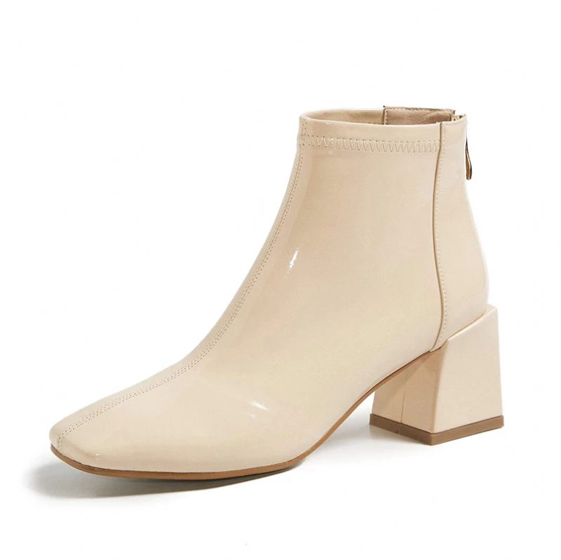 Tirzo Booties Ankellängd - Karamell grisskinn