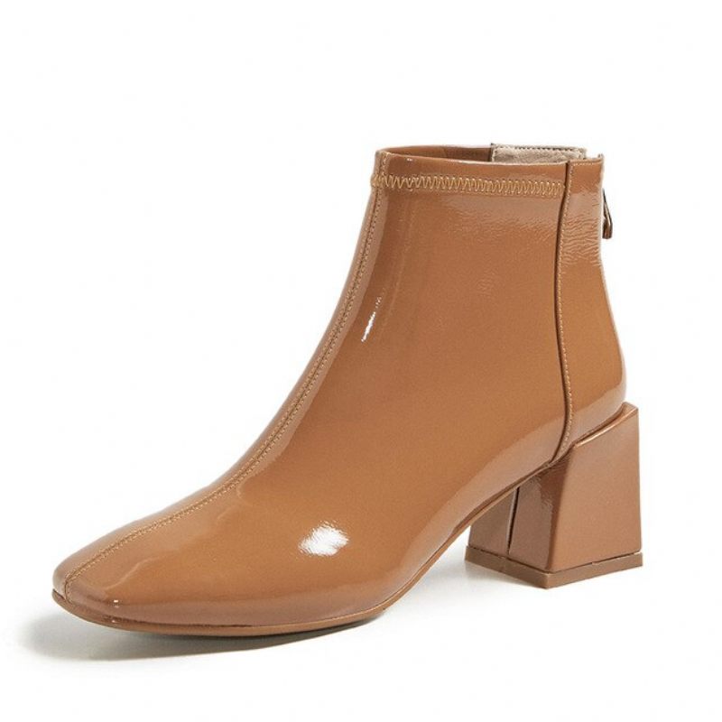 Tirzo Booties Ankellängd - Karamell grisskinn