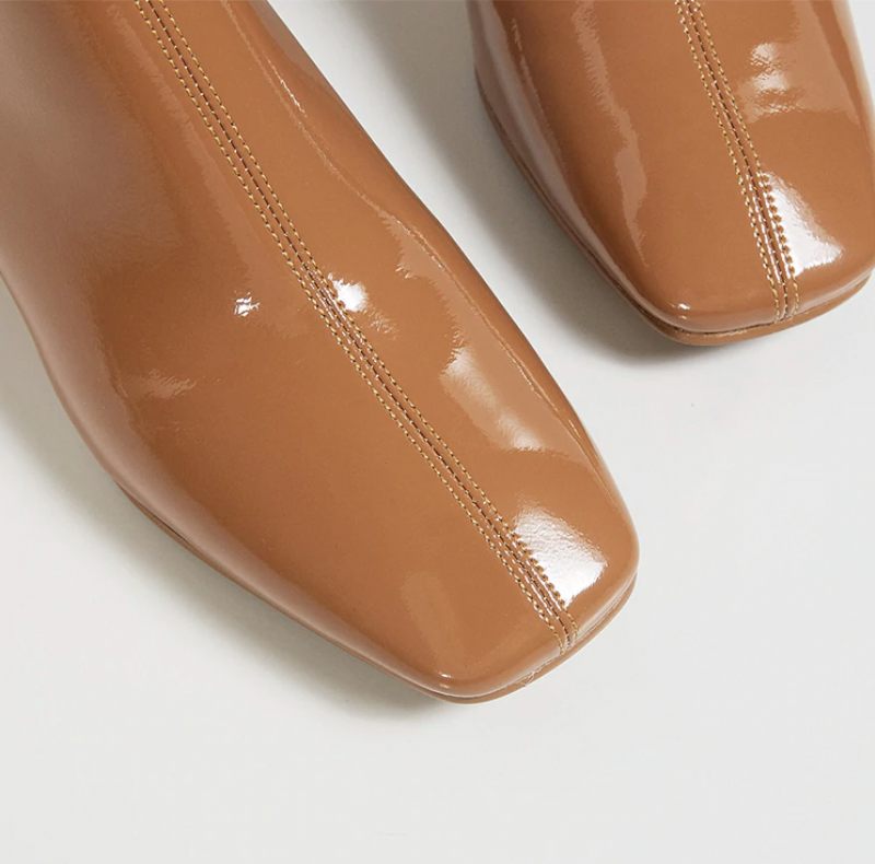 Tirzo Booties Ankellängd - Karamell grisskinn