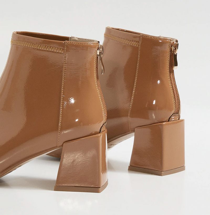 Tirzo Booties Ankellängd - Karamell grisskinn