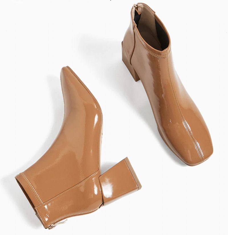 Tirzo Booties Ankellängd - Karamell grisskinn