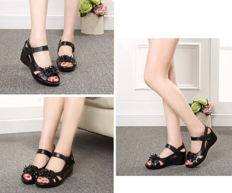Trina Elegant Wedge Sandal För Kvinnor - Svart