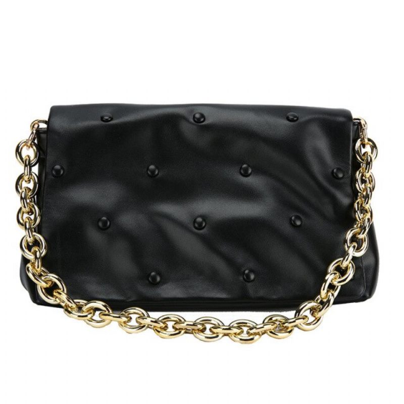 Tulia Damkedja I Läder Lyxig Designer Crossbody-handväska - Svart