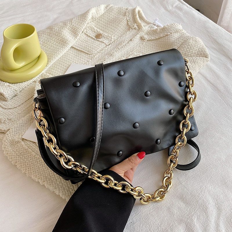 Tulia Damkedja I Läder Lyxig Designer Crossbody-handväska - Svart
