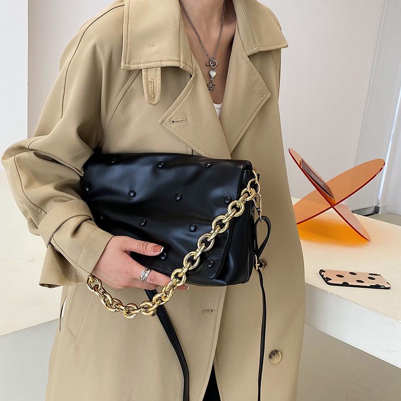 Tulia Damkedja I Läder Lyxig Designer Crossbody-handväska - Svart