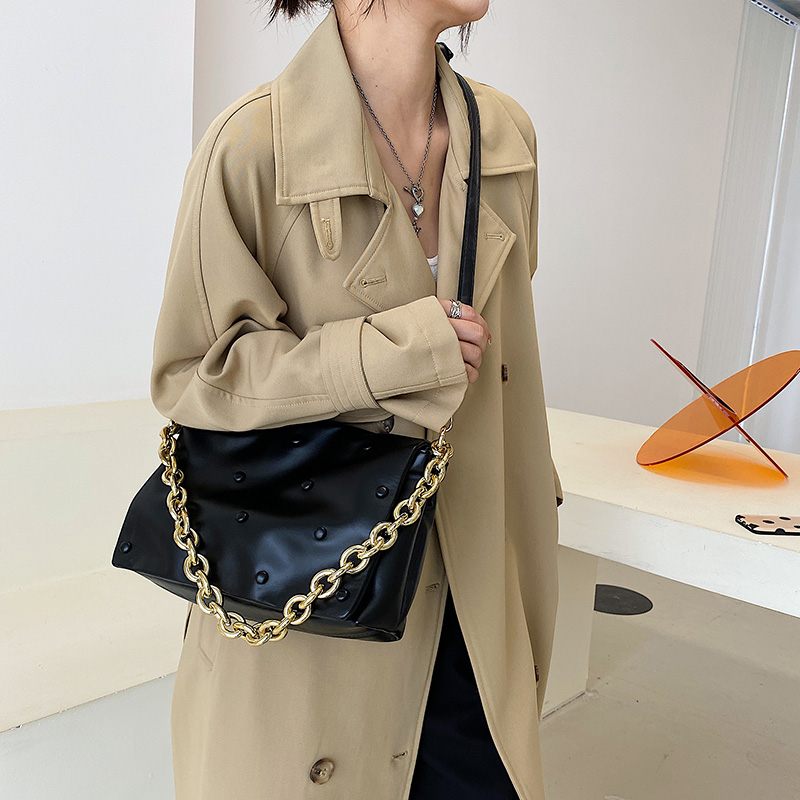 Tulia Damkedja I Läder Lyxig Designer Crossbody-handväska - Svart