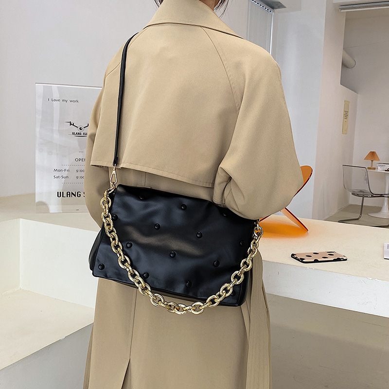 Tulia Damkedja I Läder Lyxig Designer Crossbody-handväska - Svart