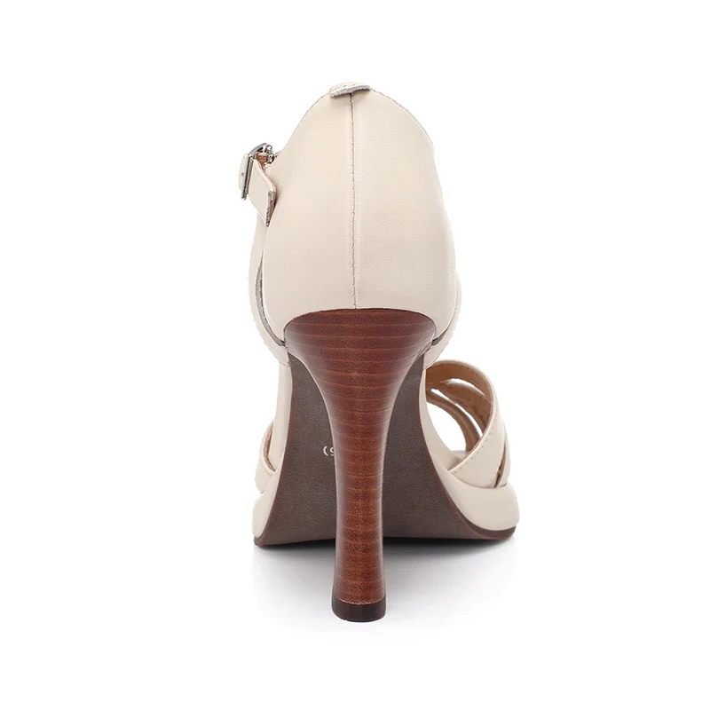 Valentina Kvinnors Peep Toe Dress Sandaler - Aprikos