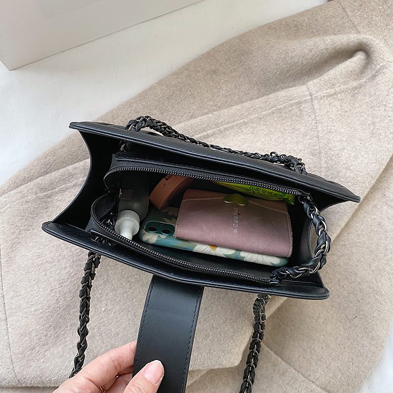 Vangot Handväska För Kvinnor Trendig Designerkedja I Läderväska - Svart