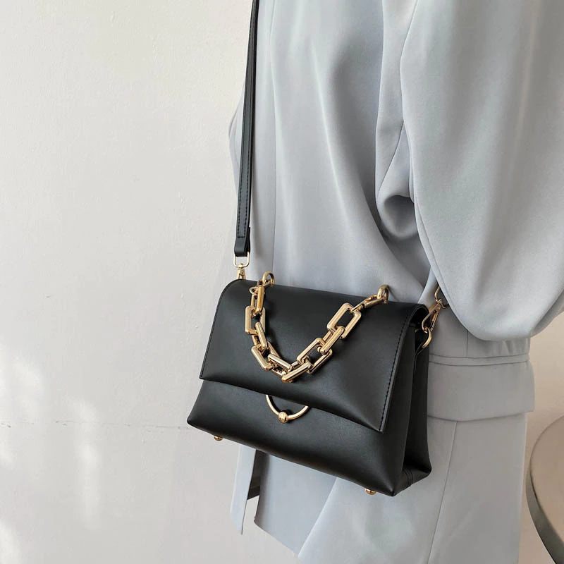 Venia Crossbody-handväska I Läderklaff För Kvinnor - Svart