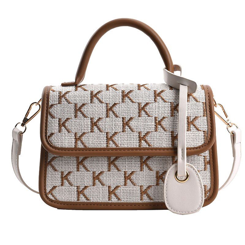 Vernon Crossbody-handväska Med Kort Handtag För Kvinnor - Vit med Khaki