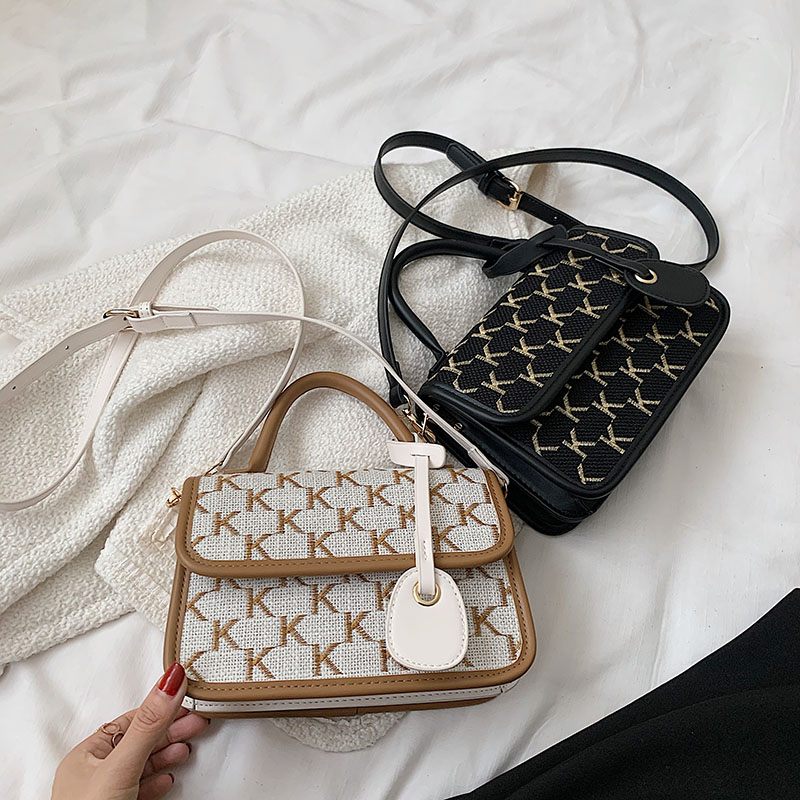 Vernon Crossbody-handväska Med Kort Handtag För Kvinnor - Vit med Khaki