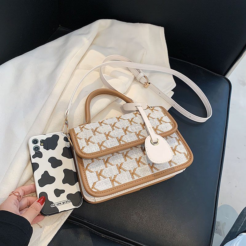 Vernon Crossbody-handväska Med Kort Handtag För Kvinnor - Vit med Khaki