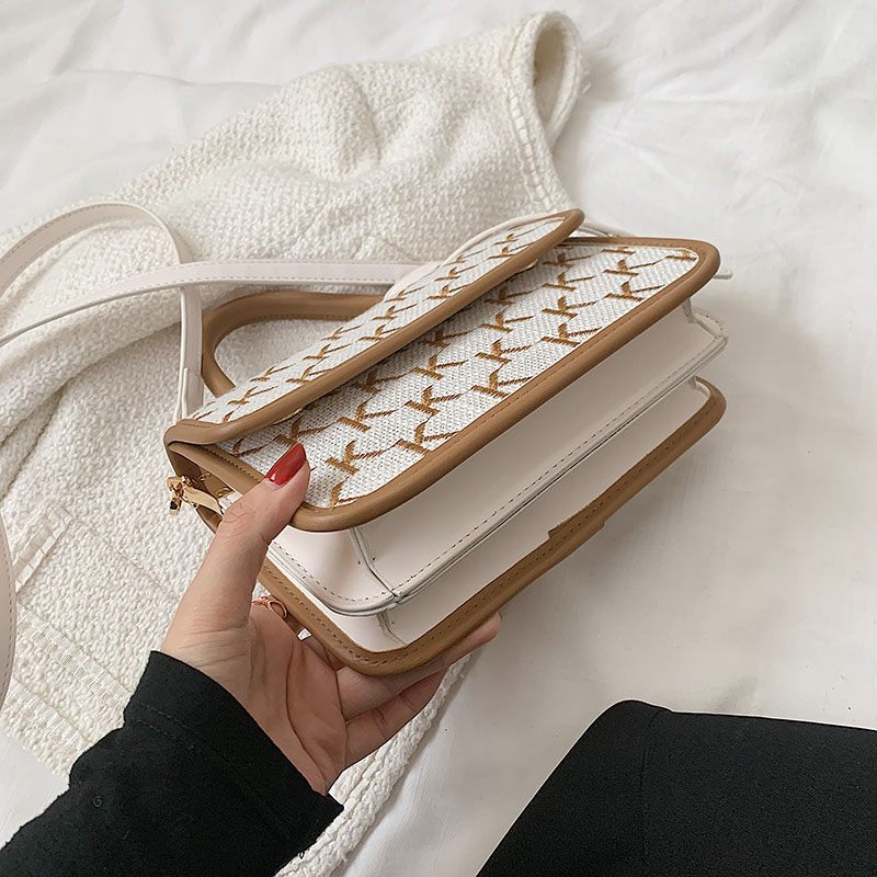 Vernon Crossbody-handväska Med Kort Handtag För Kvinnor - Vit med Khaki