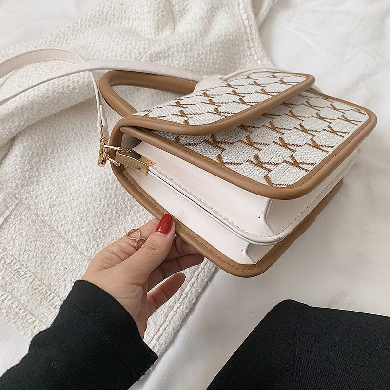 Vernon Crossbody-handväska Med Kort Handtag För Kvinnor - Vit med Khaki