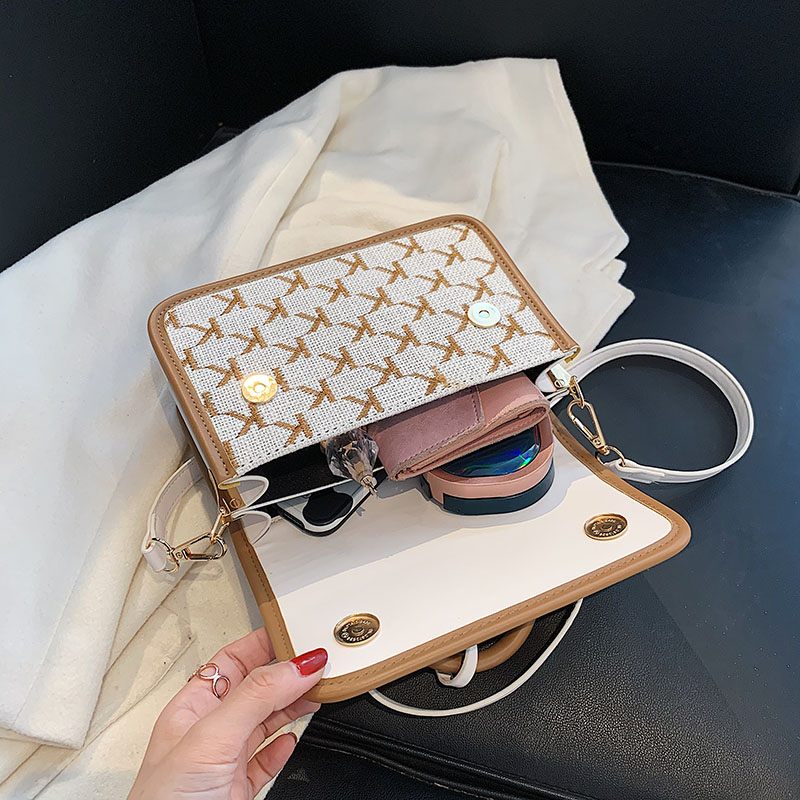 Vernon Crossbody-handväska Med Kort Handtag För Kvinnor - Vit med Khaki