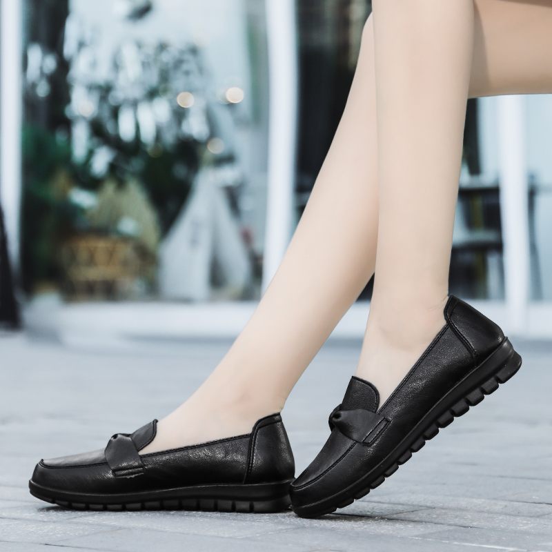 Victoria Dam Retro Casual Loafer Skor I Läder - Svart