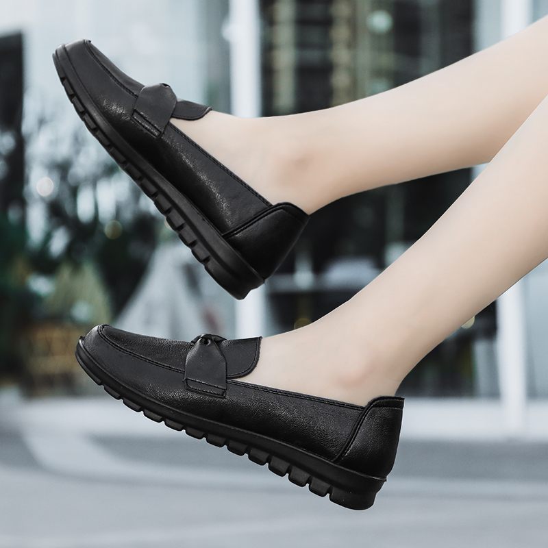 Victoria Dam Retro Casual Loafer Skor I Läder - Svart