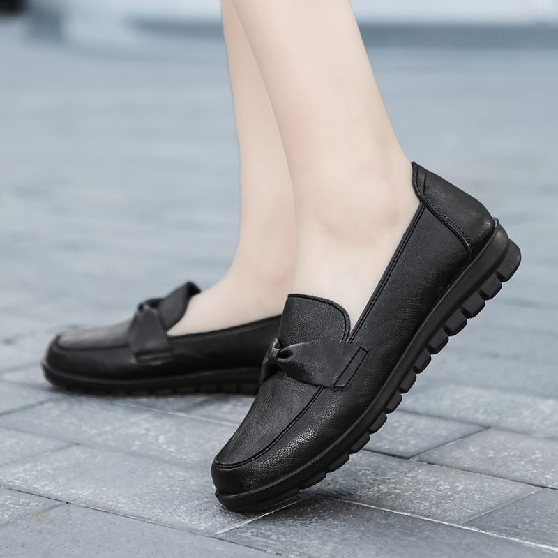 Victoria Dam Retro Casual Loafer Skor I Läder - Svart