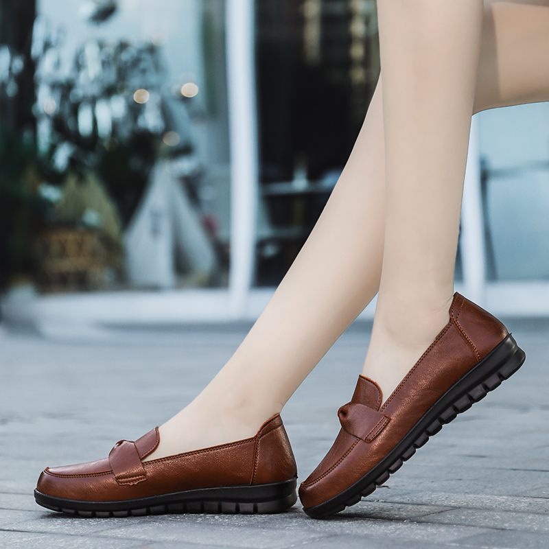 Victoria Dam Retro Casual Loafer Skor I Läder - Svart