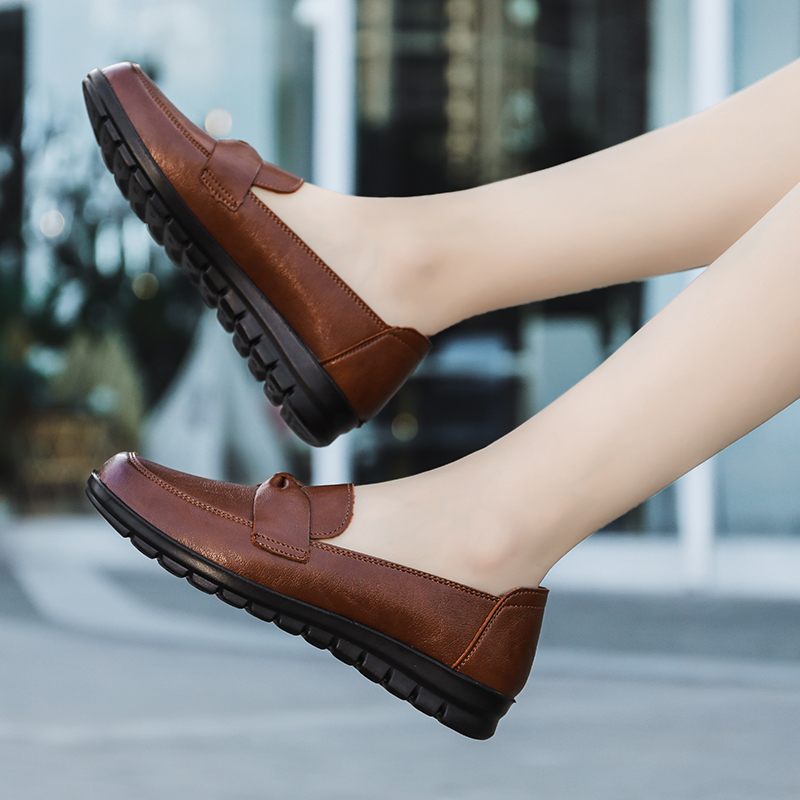 Victoria Dam Retro Casual Loafer Skor I Läder - Svart