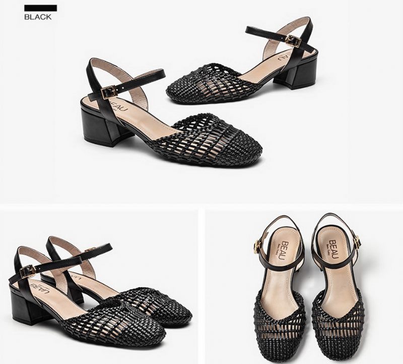Victorina Lädersandal Med Fyrkantig Tå För Kvinnor - Beige