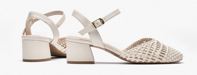 Victorina Lädersandal Med Fyrkantig Tå För Kvinnor - Beige