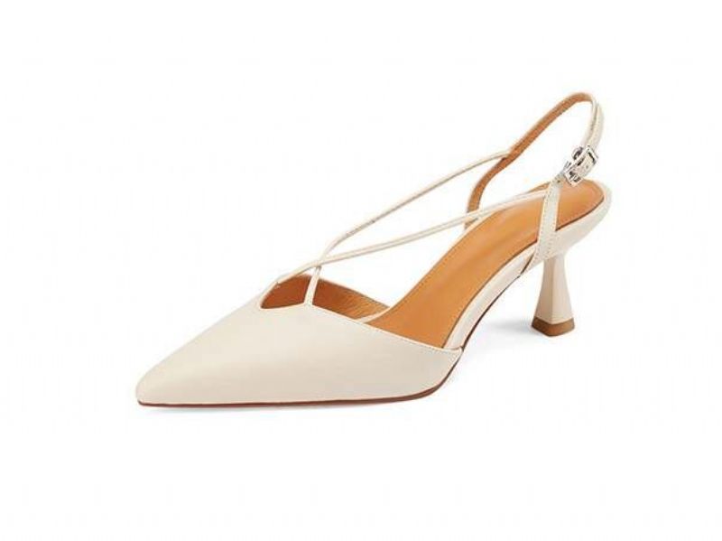 Vika Lädersandal Med Spetsad Tå För Kvinnor - Beige