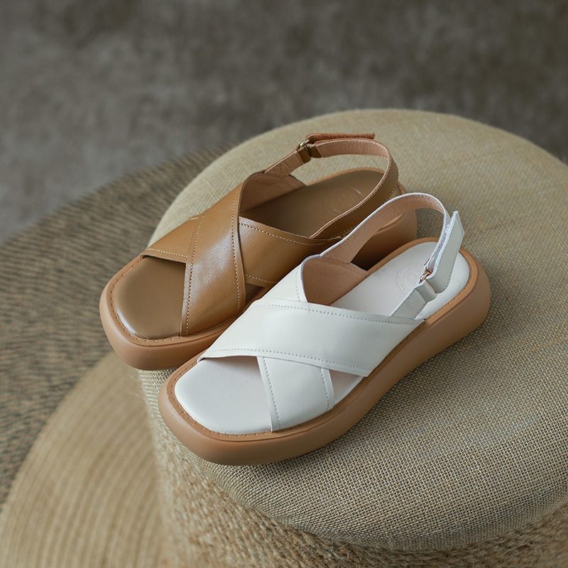 Viloria Casual Lädersandal För Kvinnor - Aprikos