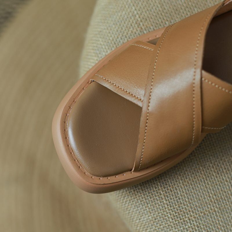 Viloria Casual Lädersandal För Kvinnor - Aprikos