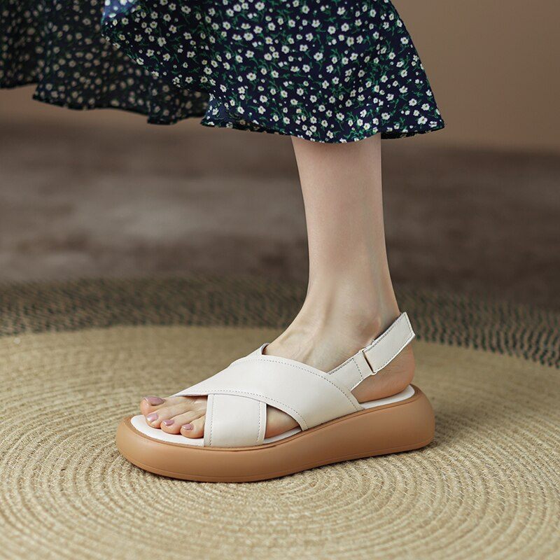 Viloria Casual Lädersandal För Kvinnor - Aprikos