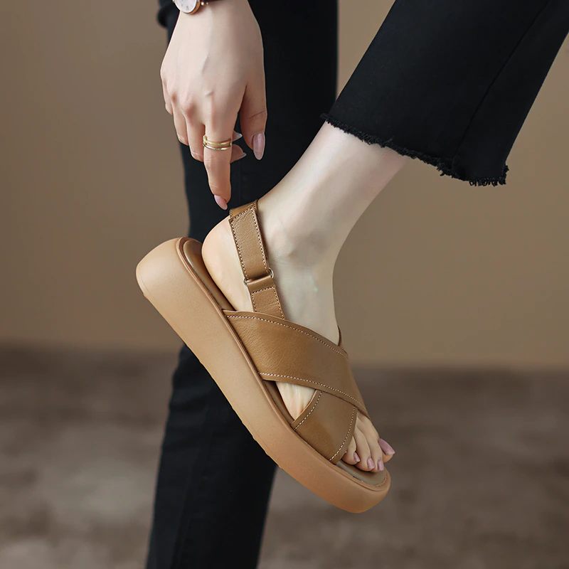 Viloria Casual Lädersandal För Kvinnor - Aprikos