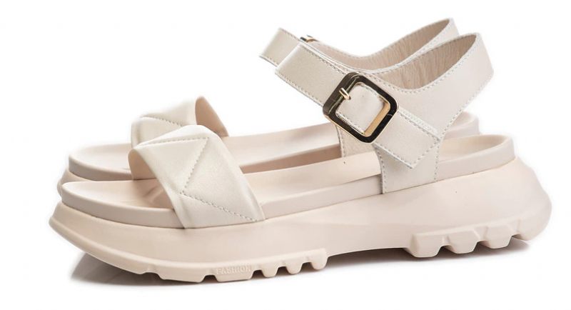 Virginia Läderplattformssandal För Kvinnor - Beige