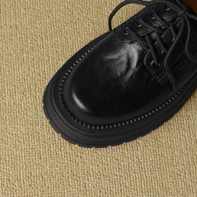 Virginia Loafer I Läder Med Snörning För Kvinnor - Svart