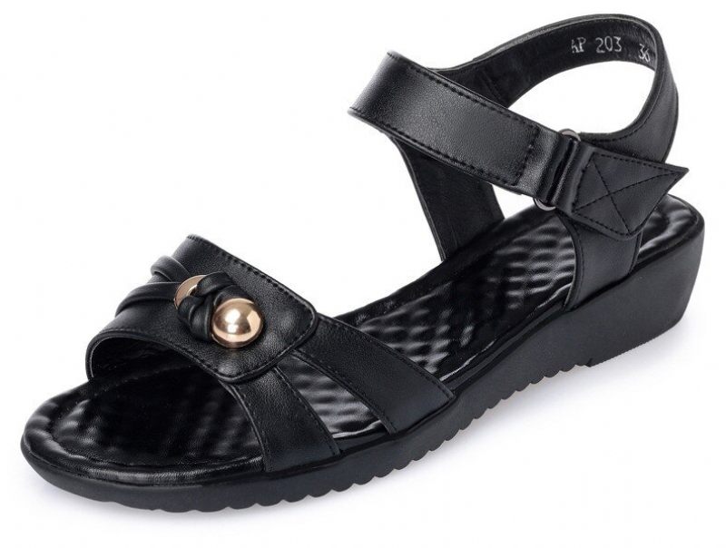 Yaya Bekväm Lädersandal För Kvinnor - Khaki