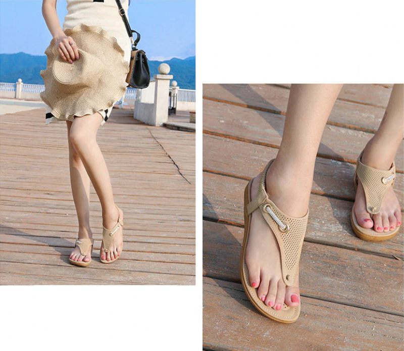 Yudith Sommarsandal Med Platt Klack För Kvinnor - Beige
