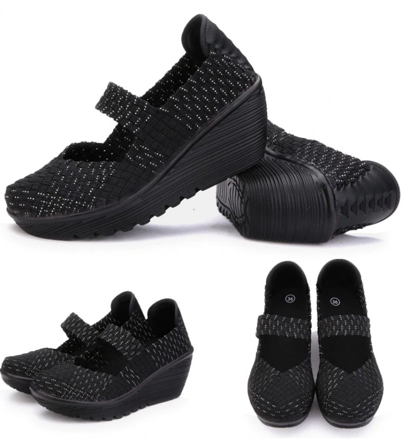 Yuli Wedges-skor För Kvinnor - Svart silver