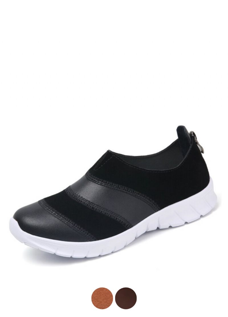 Yusuf Dam Loafer Slip-on Läder Fall Mode Flat Svarta Skor