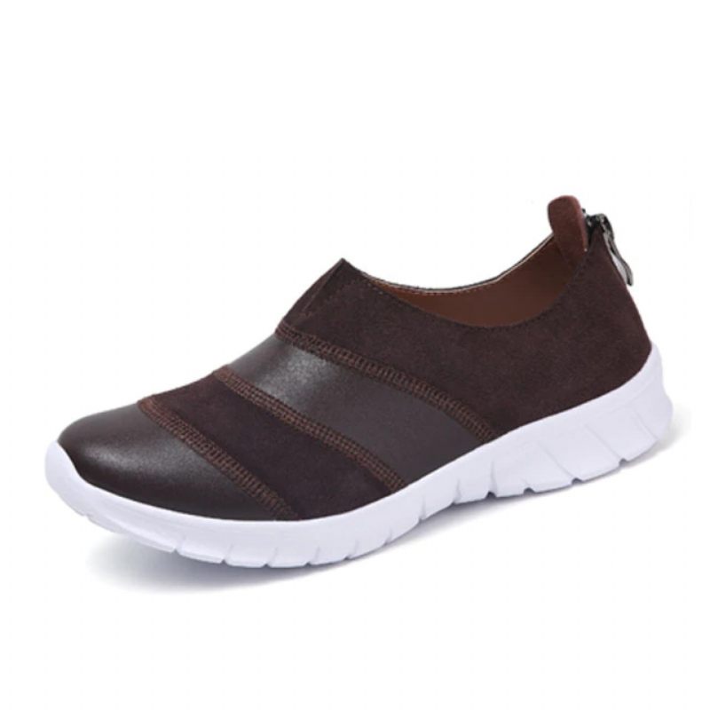 Yusuf Dam Loafer Slip-on Läder Fall Mode Flat Svarta Skor - Brun
