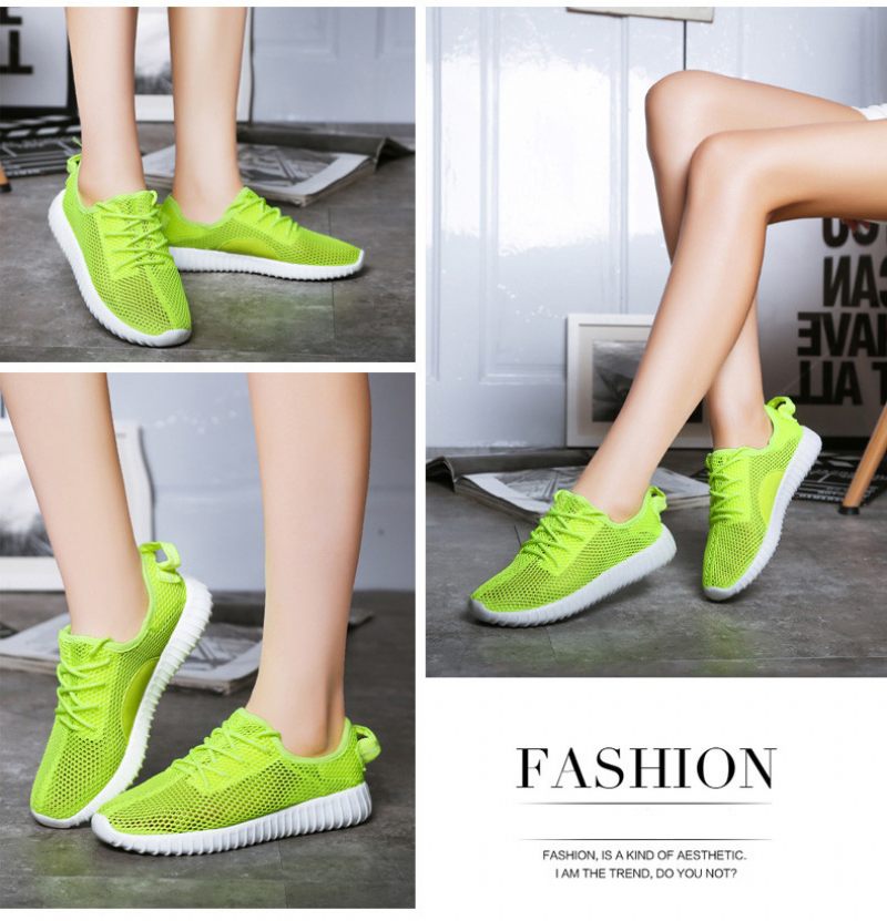 Zinab Sommarsneaker För Kvinnor Med Snörning Mode Andningsbara Meshskor - Grön