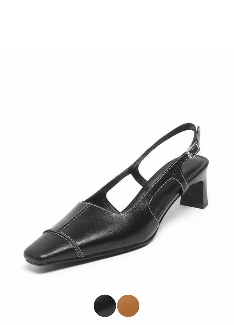 Ziyi Högkvalitativ Fyrkantig Tå Äkta Läder Sandal För Kvinnor